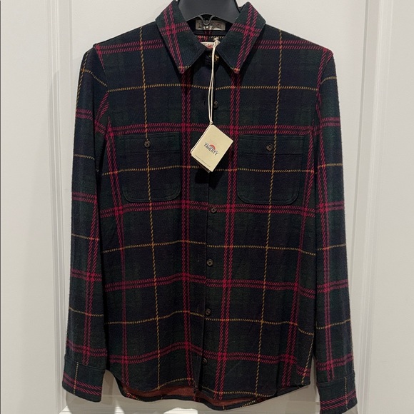 Faherty Tops - Faherty Navy and Pink Plaid Button Down Shirt